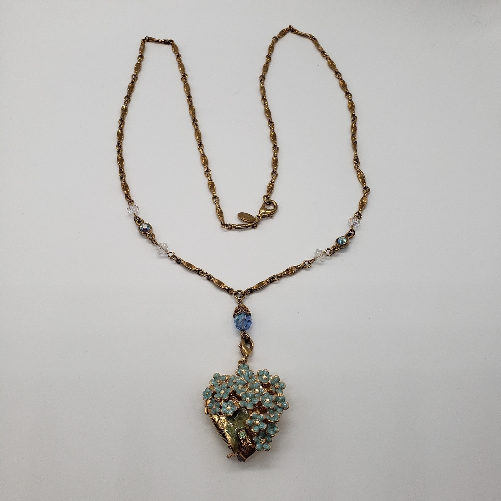 Kirks Folly Vintage Forget Me Not Locket Necl;ace